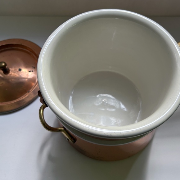 Vintage Double Brass Handled Copper & Ceramic Bain-Marie - Picture 7 of 16